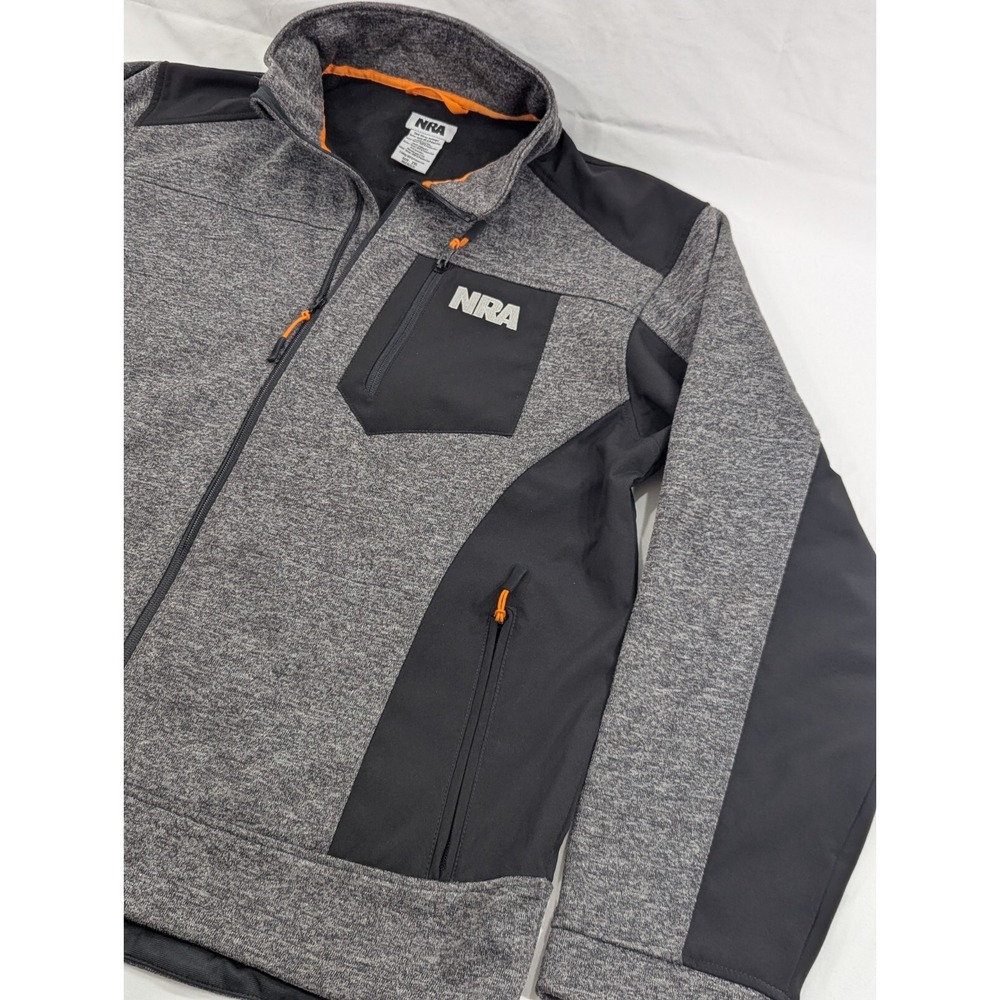 NRA Jacket Mens 2XL Heathered Gray‎ Softshell Fleece Lined Long Sleeve Full Zip